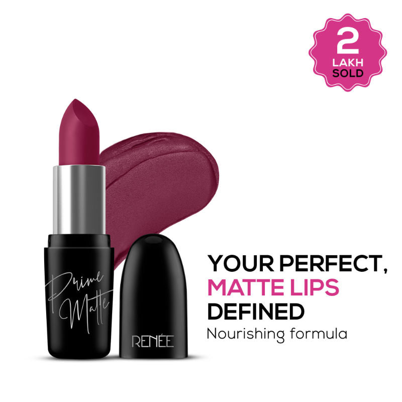 Renee Prime Matte Lipstick, Lightweight & Long-Lasting, Vitamin E Infused - 06 Mulberry Wine
