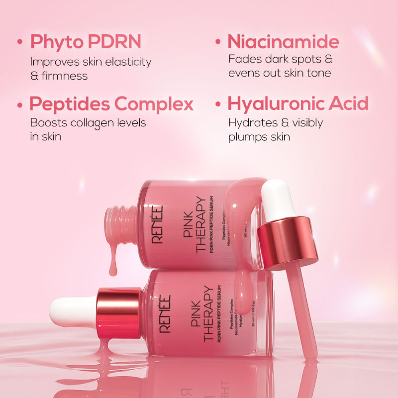 RENEE Pink Therapy PDRN Pink Peptide Serum For Radiant Skin, Hydrating, Hyaluronic Acid Infused