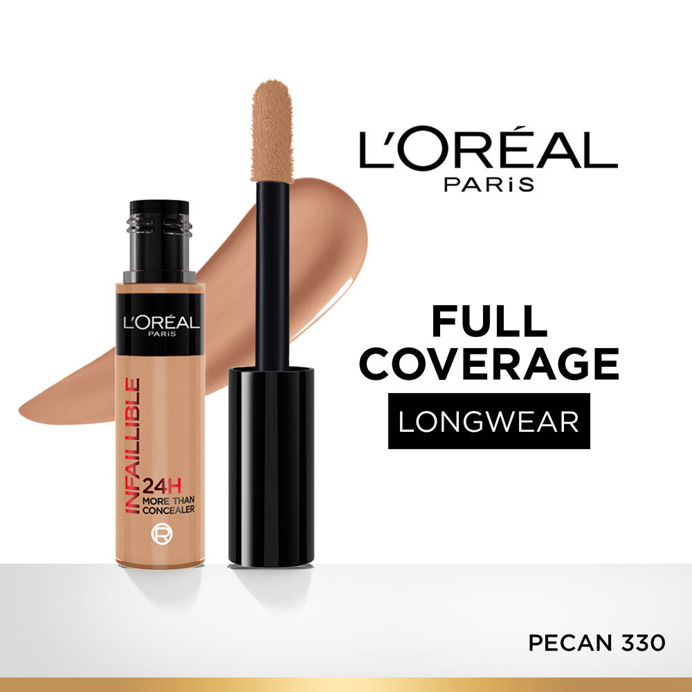 LOreal Paris Infallible Full Wear Concealer, Maximum Coverage, Sweat Proof & Heat Proof - Amber 312 - 330