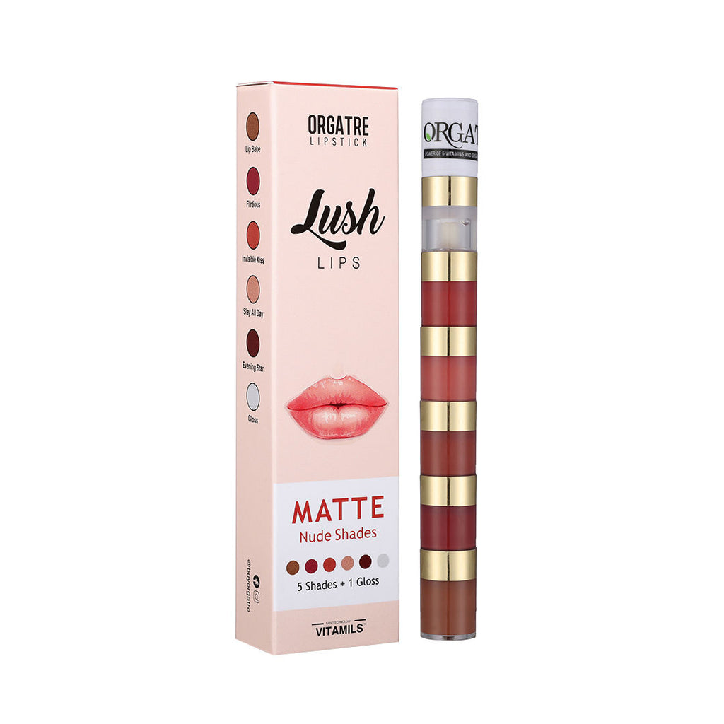 Lush Lips 5-in-1 Matte Classic Lipstick with Gloss - Waterproof, Smudge-Proof, Long-Lasting