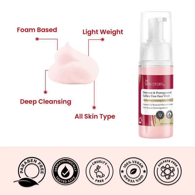 Beetroot Glow Foaming Face Wash For Dark Spots Anti-Aging Cleanses Pore Sulphate Free