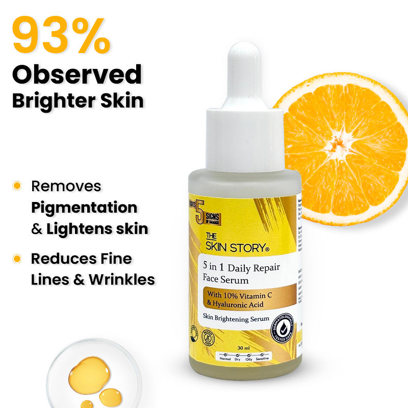 10% Vitamin C Skin Brightening Face Serum With Hyaluronic Acid For Glowing Firm Skin