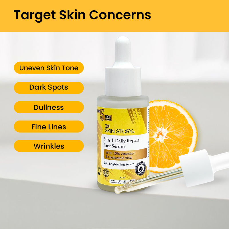 10% Vitamin C Skin Brightening Face Serum With Hyaluronic Acid For Glowing Firm Skin