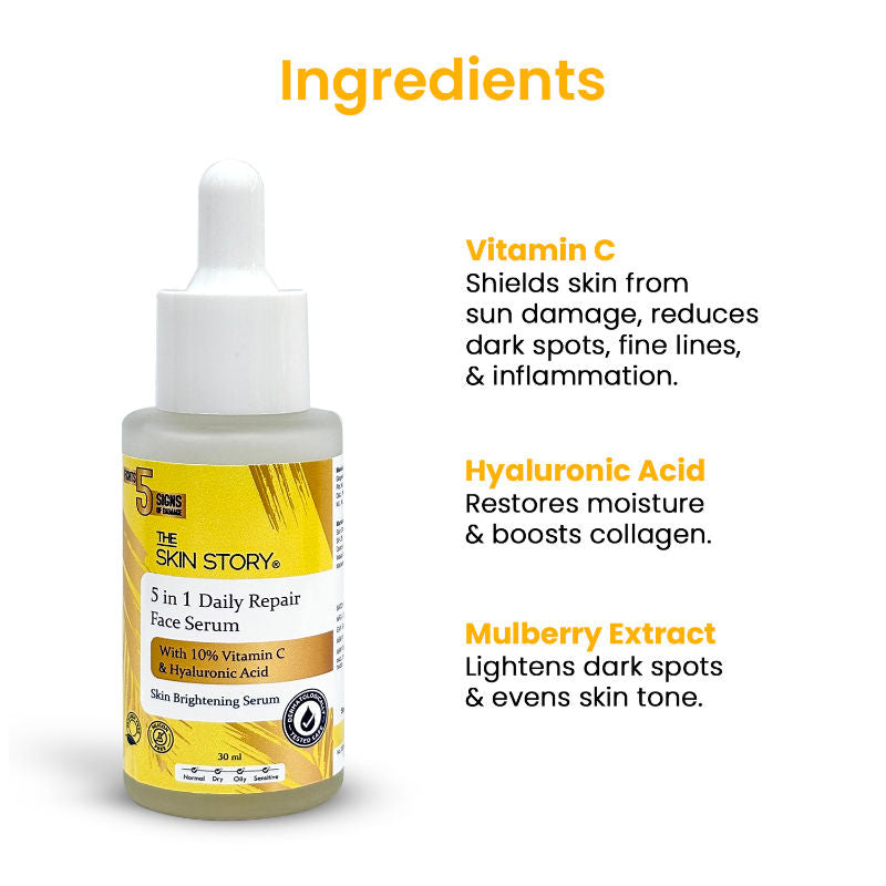 10% Vitamin C Skin Brightening Face Serum With Hyaluronic Acid For Glowing Firm Skin