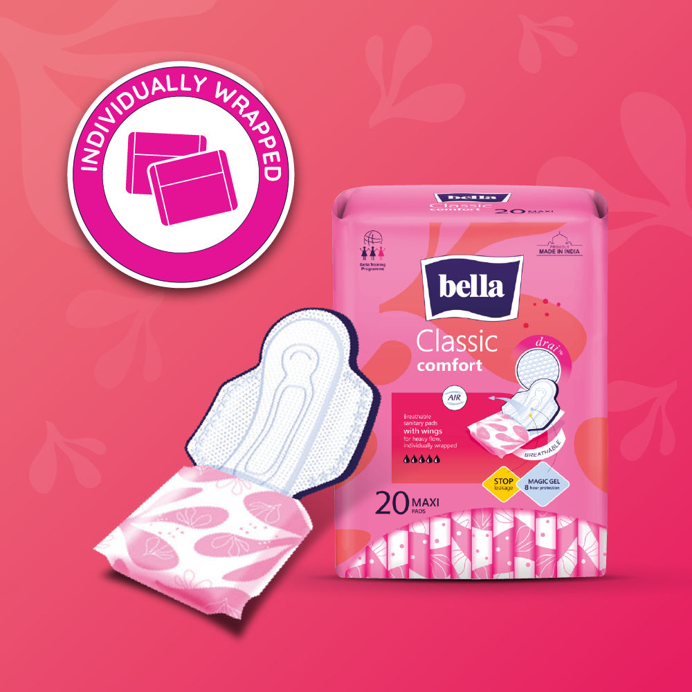 Classic Comfort Maxi Dry Sanitary Pads, 45 Pads + 15 Pads Free