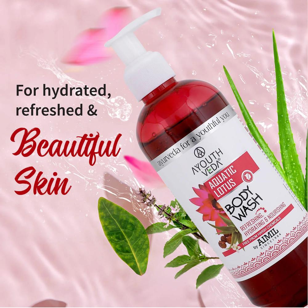 Aquatic Lotus Body Wash with Lotus, Aloe vera, Reetha, and Tulsi to Gently Cleanse & Hydrate Skin