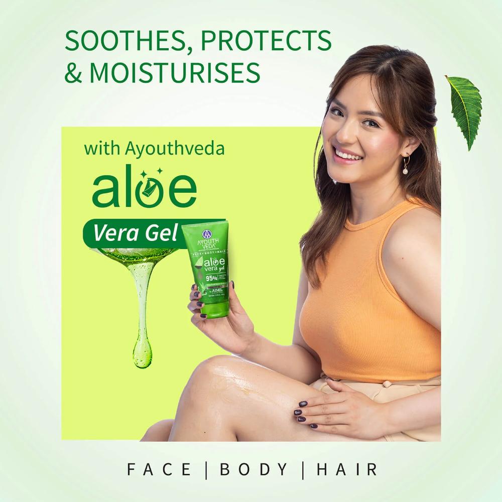 Aloe Vera Gel with Neem, Tulsi & Cucumber to Cool, Soothe Irritation & Calm Inflamed or Dry Skin