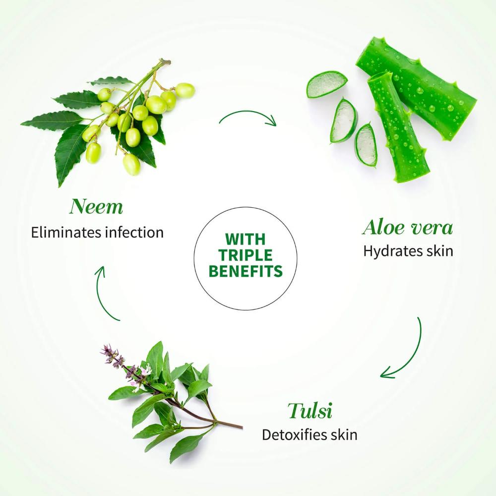 Aloe Vera Gel with Neem, Tulsi & Cucumber to Cool, Soothe Irritation & Calm Inflamed or Dry Skin