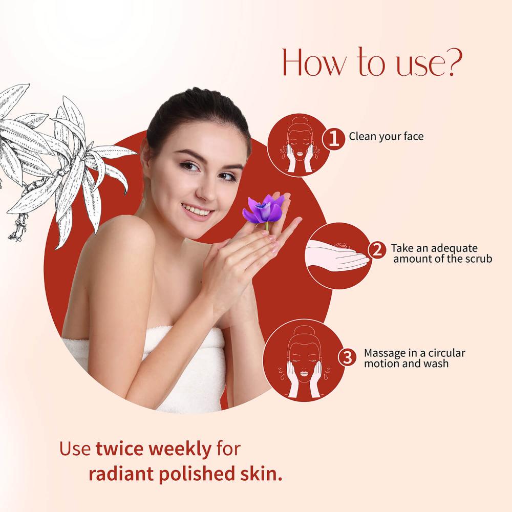 Kunkumadi Face Scrub with Walnut Finest Kashmiri Saffron & Sunflower
