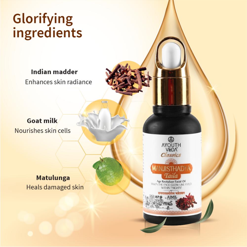 Manjisthadya Taila with Goat Milk & Herbs to Nourish Skin & Fade Blemishes