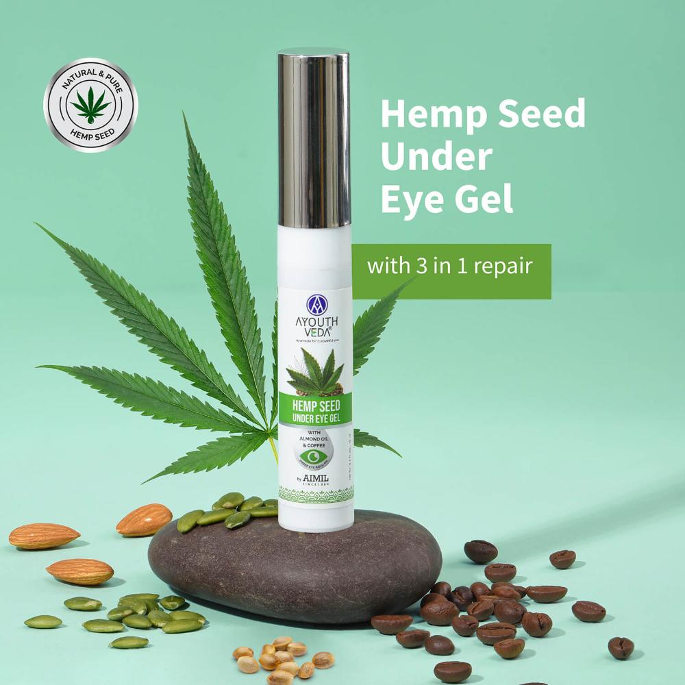 Hemp Seed Under Eye Gel with Coffee & Almond Oil to Reduce Dark Circles & Fine Lines