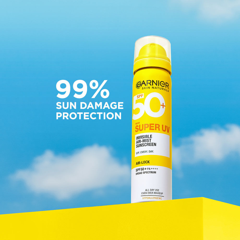 Super UV Invisible Air Mist Spray Sunscreen SPF50 PA++++ For UVA/B, Over Makeup Spray, No White Cast