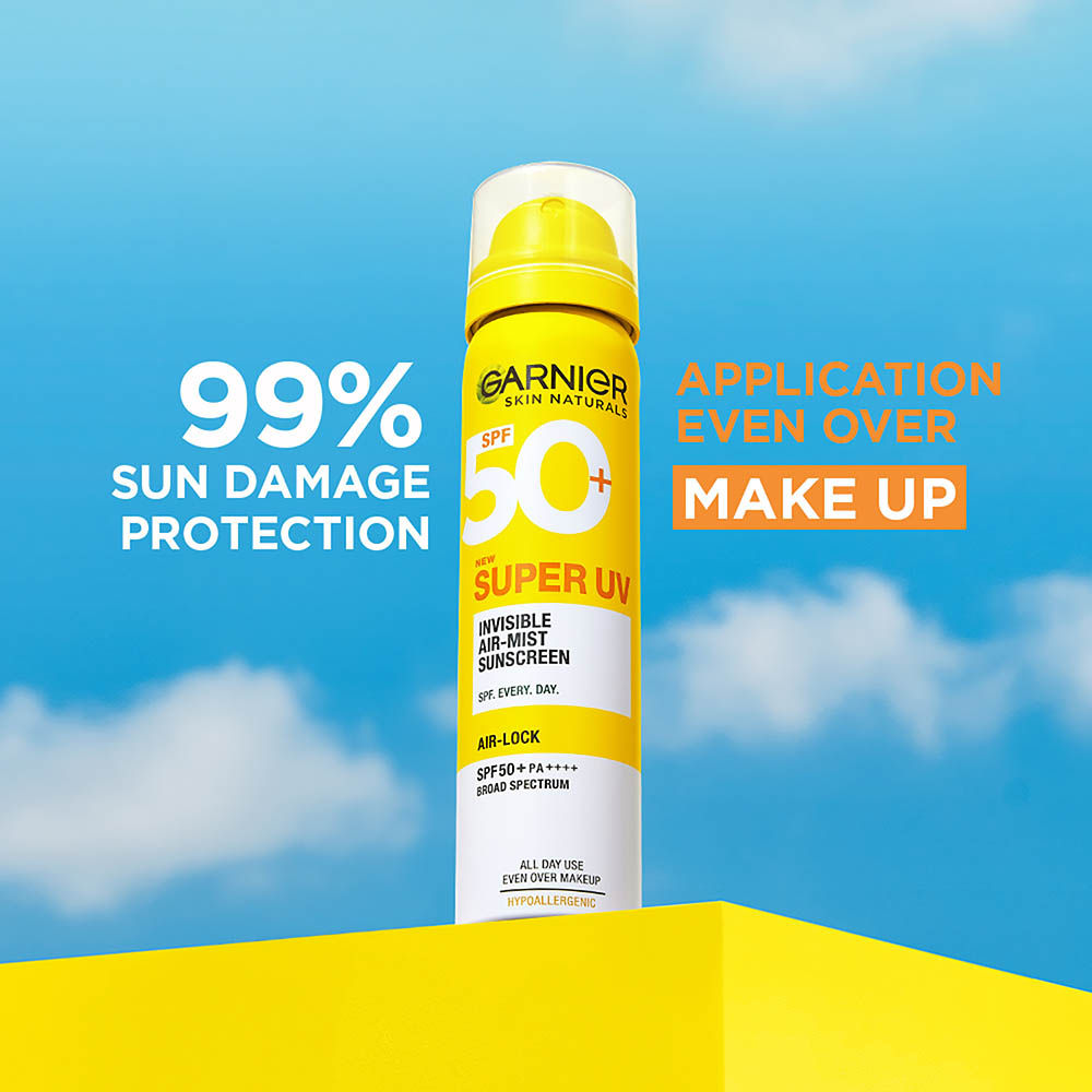 Super UV Invisible Air Mist Spray Sunscreen SPF50 PA++++ For UVA/B, Over Makeup Spray, No White Cast