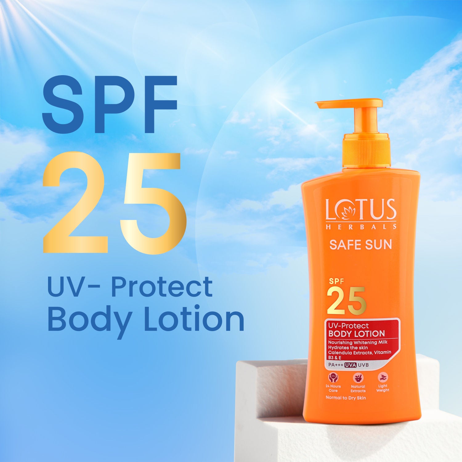 Safe Sun UV Protect Body Lotion, SPF 25 PA+++ Nourishing Whitening Milk