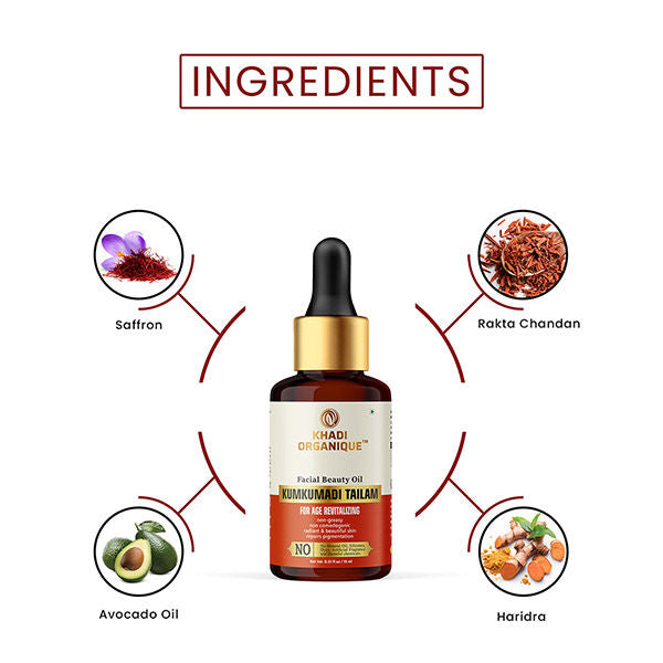 Kumkumadi Tailam Face Oil for Brightening, Moisturizing & Glowing Skin