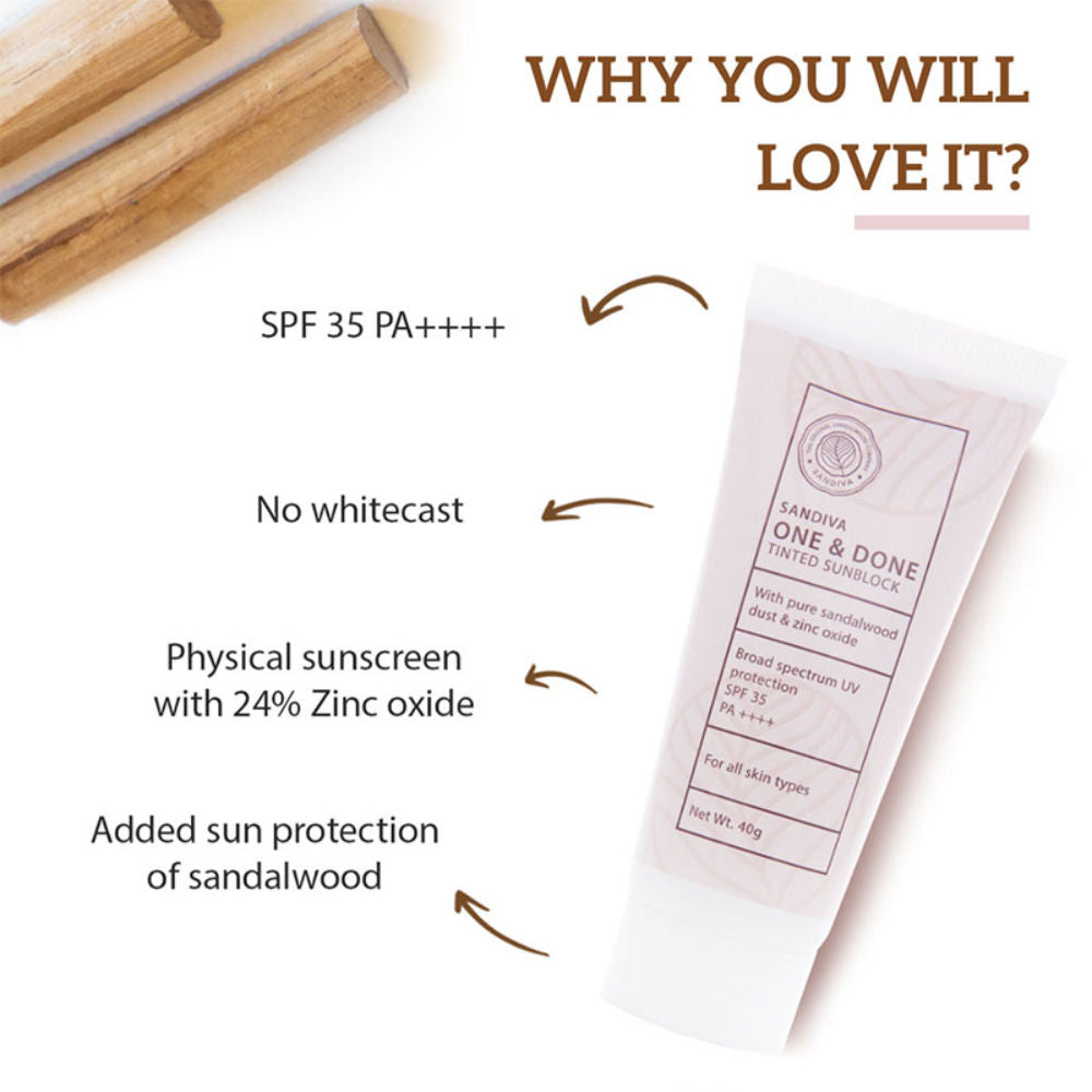 One & Done Tinted Sunscreen With Zinc Oxide, SPF 35 PA++++, No White Cast