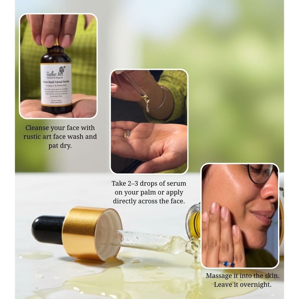 Neem Basil Facial Serum with Vitamin C & Bakuchiol