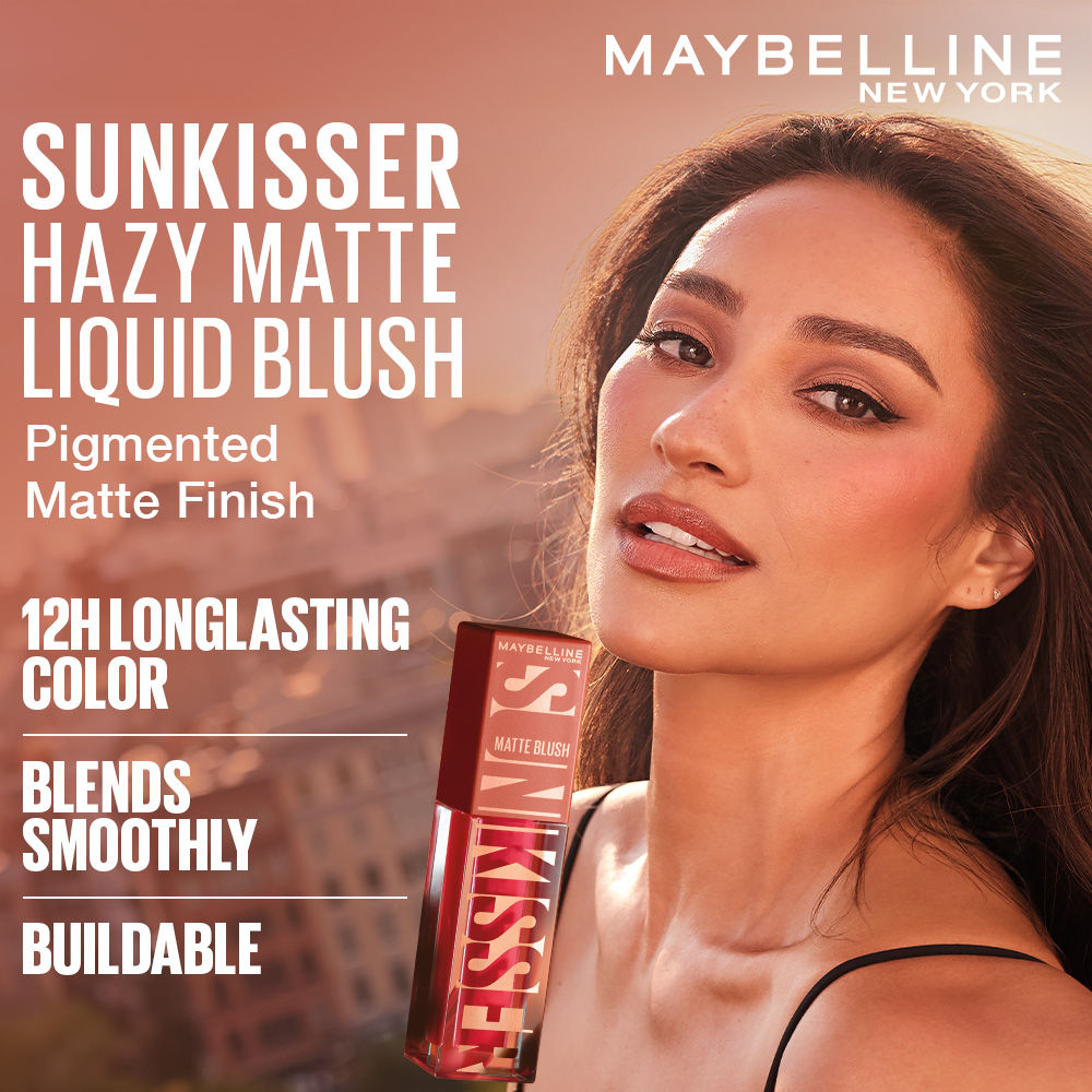 Maybelline Sunkisser Hazy Matte Blush, 12HR Sunkissed Cheeks, Transfer & Sweat-proof, Pink Mirage