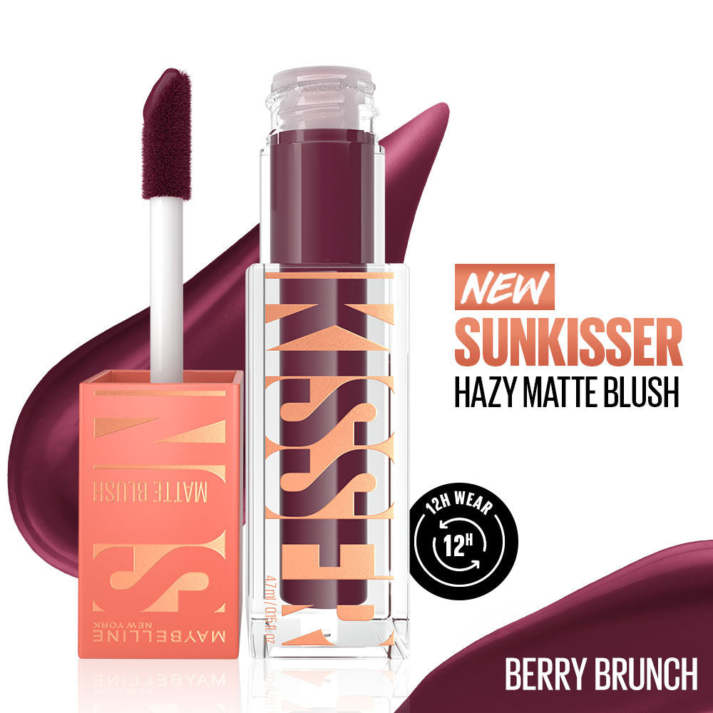 Maybelline Sunkisser Hazy Matte Blush, 12HR Sunkissed Cheeks, Transfer & Sweat-proof, Pink Mirage - Berry Brunch