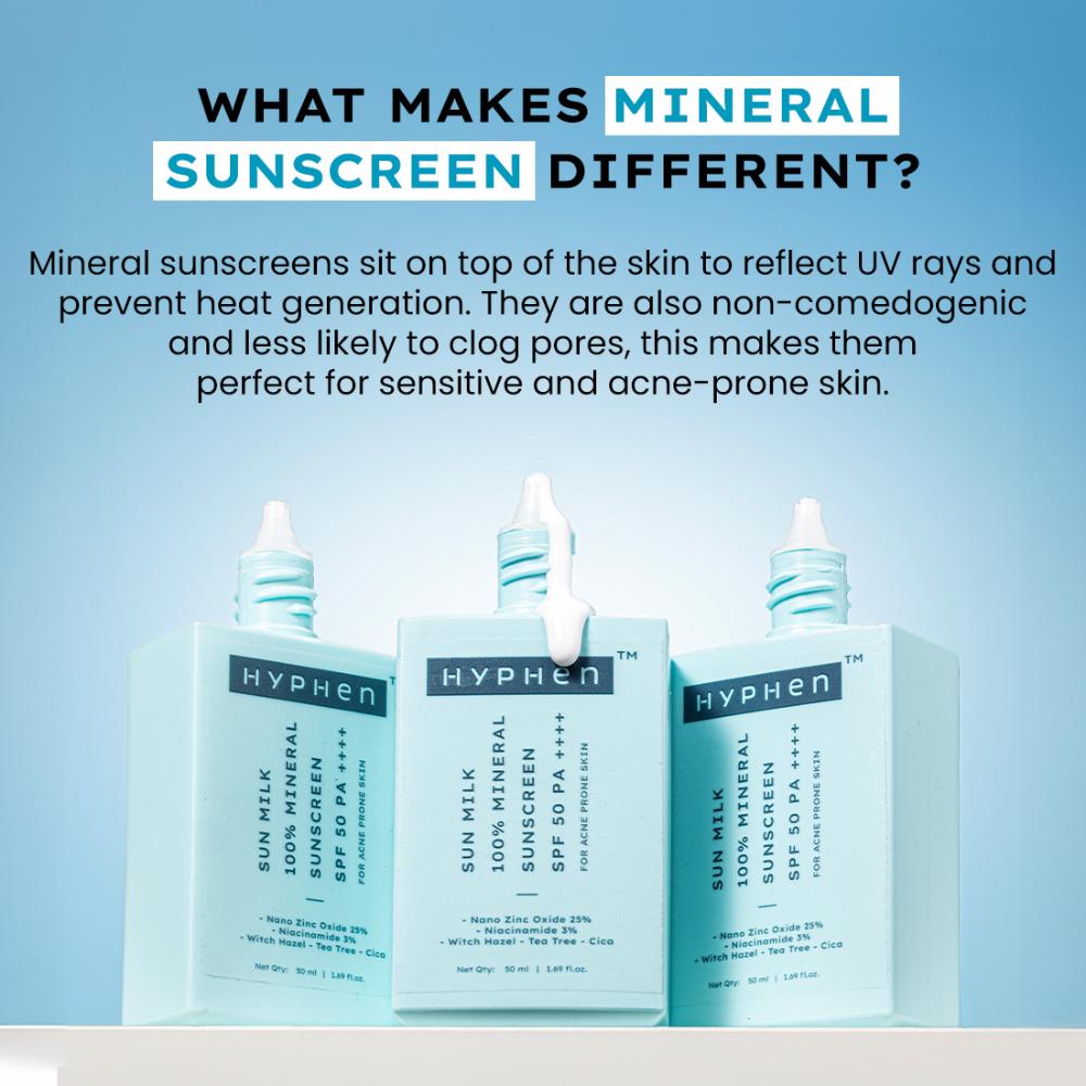Sun Milk 100% Mineral Sunscreen SPF 50 PA++++ 25% Nano Zinc Oxide For Acne Prone, Oily Skin