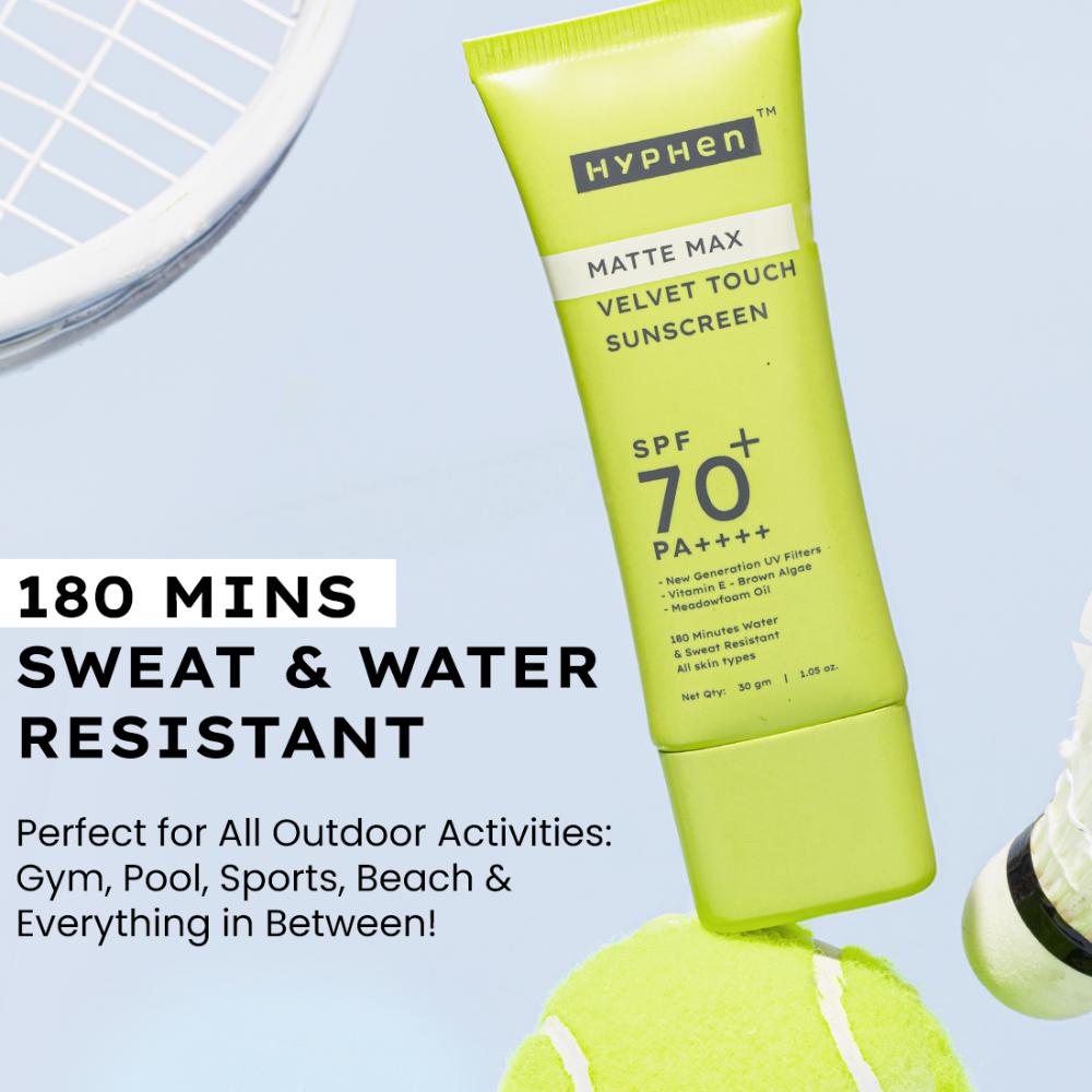 Matte Max Velvet Touch Sunscreen SPF70+PA++++ Sweat & Water Resistant 12hr UV Protection