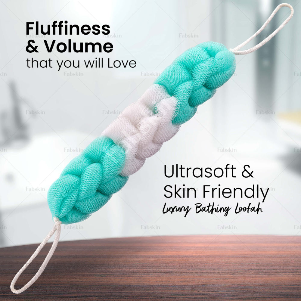 Luxury Bathing Back Scrubber Loofah Belt - Strechable 9 Knots Bath Sponge