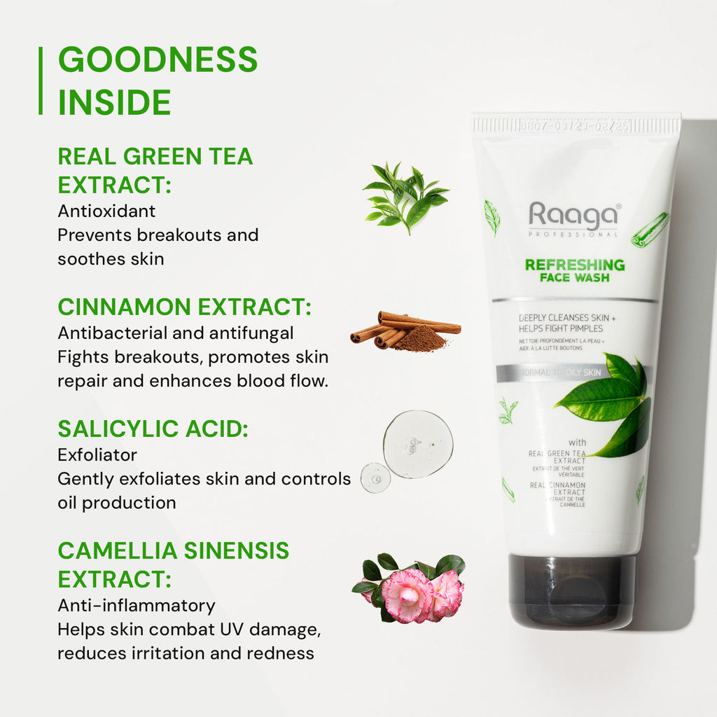 Refreshing Face Wash, Salicylic Acid & Green Tea Extract For Normal To Oily Skin