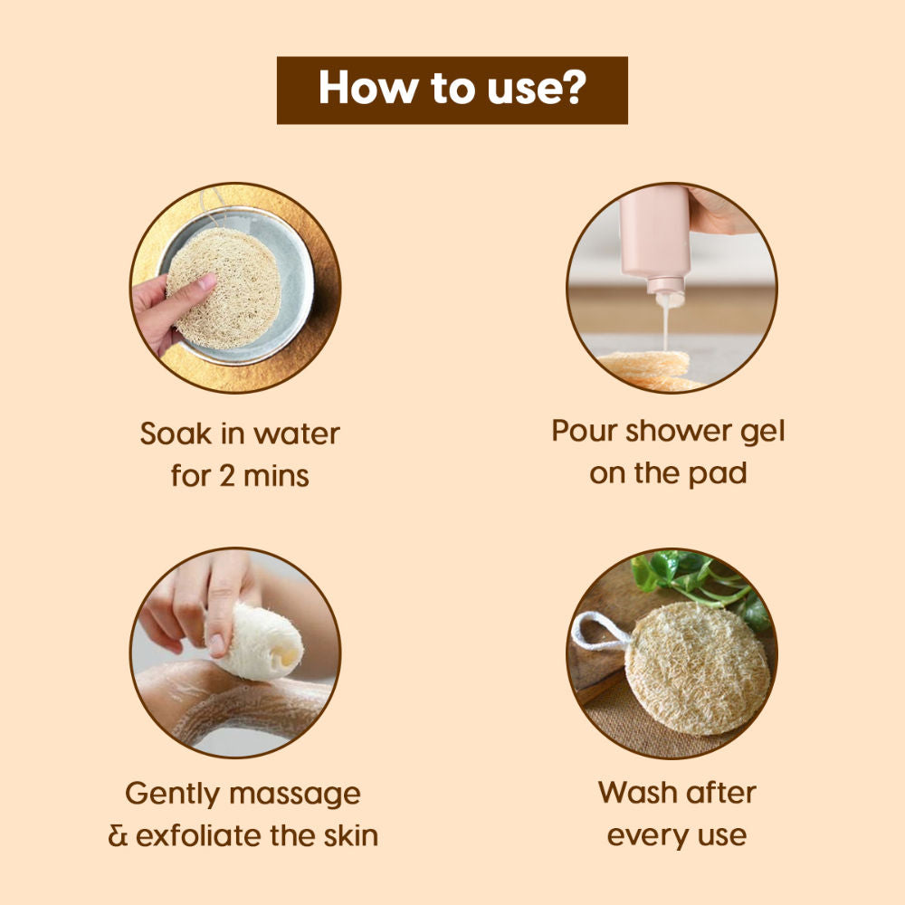100% Natural Bath Loofah Body Scrubber Sponge Pad for Exfoliating & Dead Skin Removal
