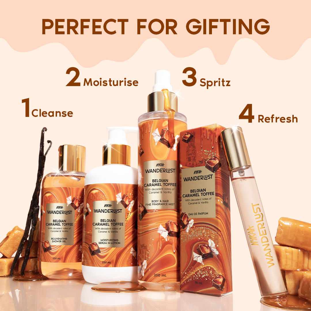 Nykaa Wanderlust Belgian Caramel Toffee Body & Hair Perfume Mist Long Lasting Fragrance For Her