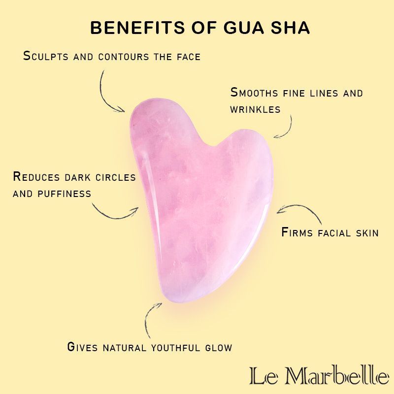 Rose Quartz Gua Sha Stone Face Massager For Face, Neck Glow & Skin Brightening