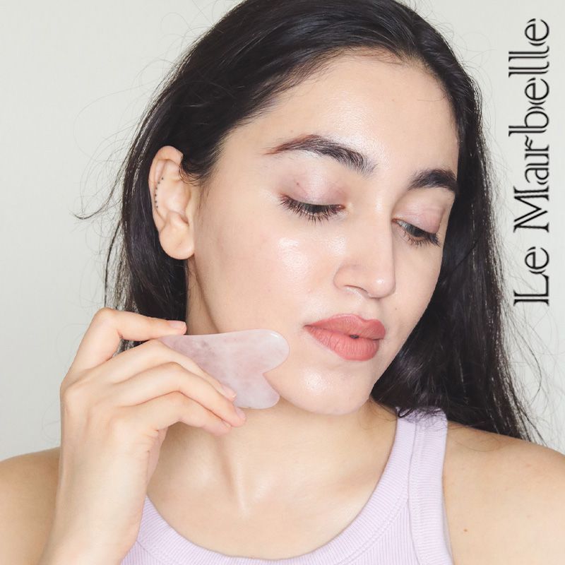 Rose Quartz Gua Sha Stone Face Massager For Face, Neck Glow & Skin Brightening