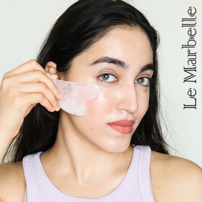 Rose Quartz Gua Sha Stone Face Massager For Face, Neck Glow & Skin Brightening