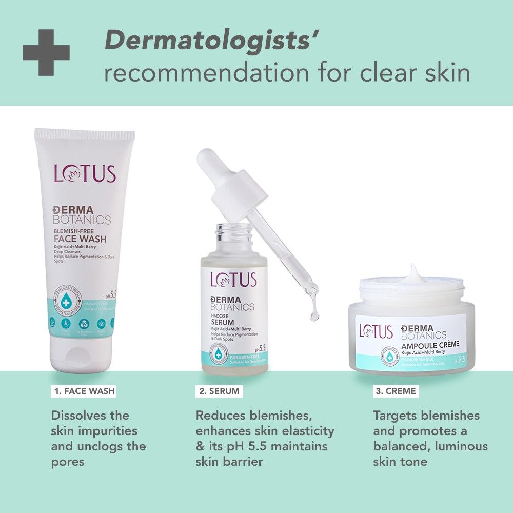 Lotus Dermabotanics Kojic Acid + Multi Berry Ampoule Face Cream pH5.5 Suitable For Sensitive Skin