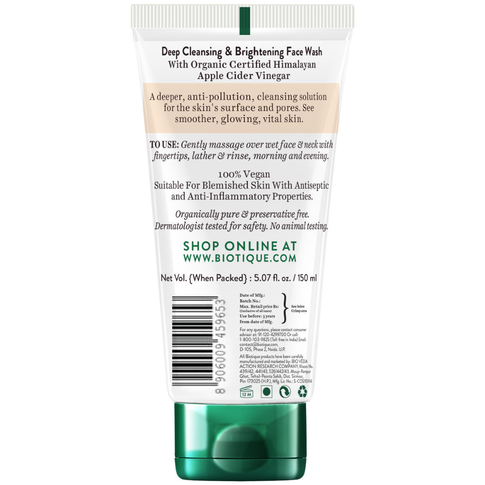 Apple Cider Vinegar Deep Cleansing & Brightening Face Wash
