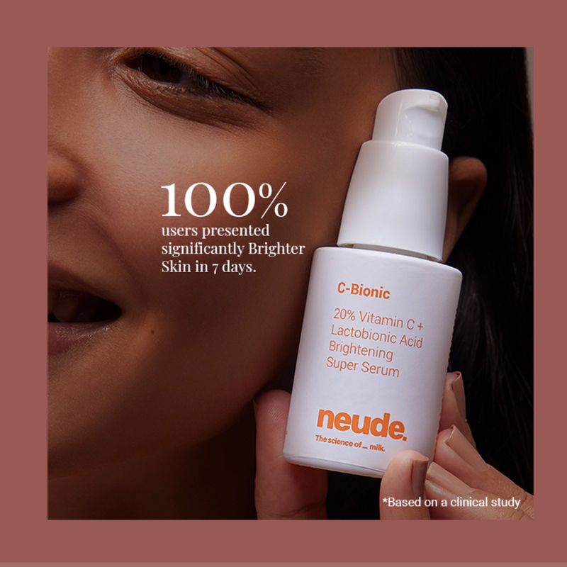 Neude 20% Vitamin C Serum - Glutathione+Red Algae+Kakadu Plum, C-Bionic Super Serum for Skin Brightening