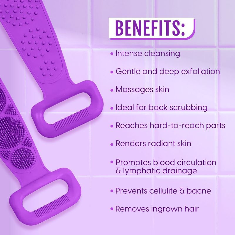 Professional Silicone Body Back Scrubber Belt Exfoliating Bath Brush