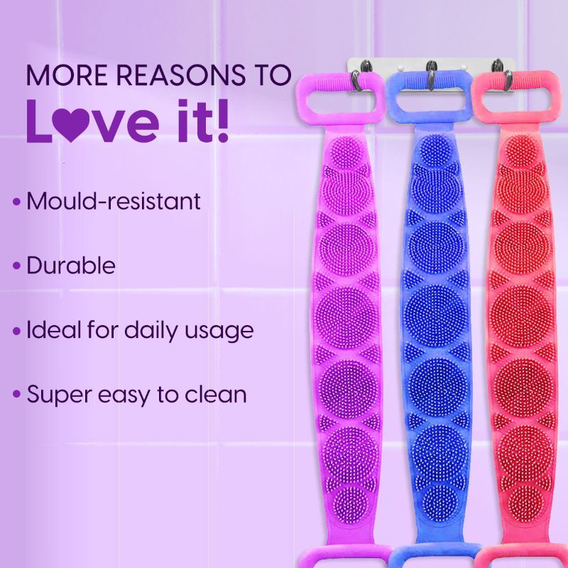 Professional Silicone Body Back Scrubber Belt Exfoliating Bath Brush