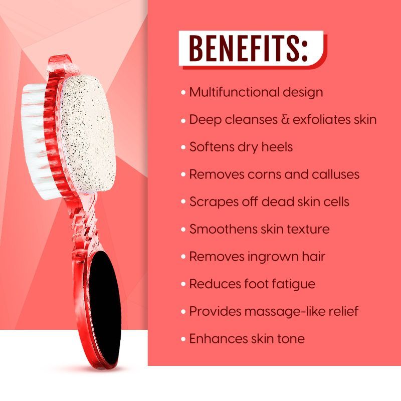 Foot Filer Scrubber 4-in-1 Pedicure Brush Dead Skin, Callus Removal Heels Scraper Pumice Stone