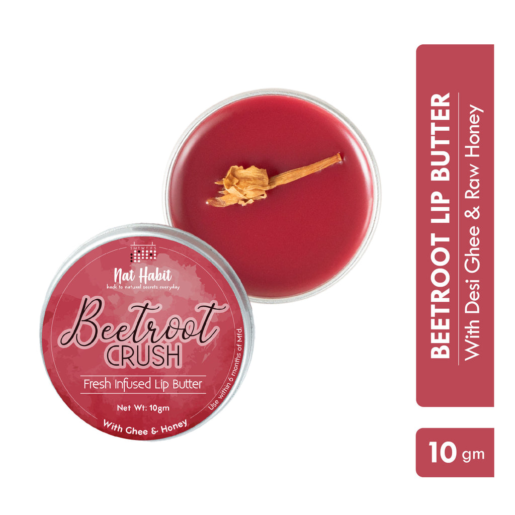 Beetroot Lip Butter With Desi Ghee & Honey Lip Balm For Natural Pink Lips, Lip Moisturizer