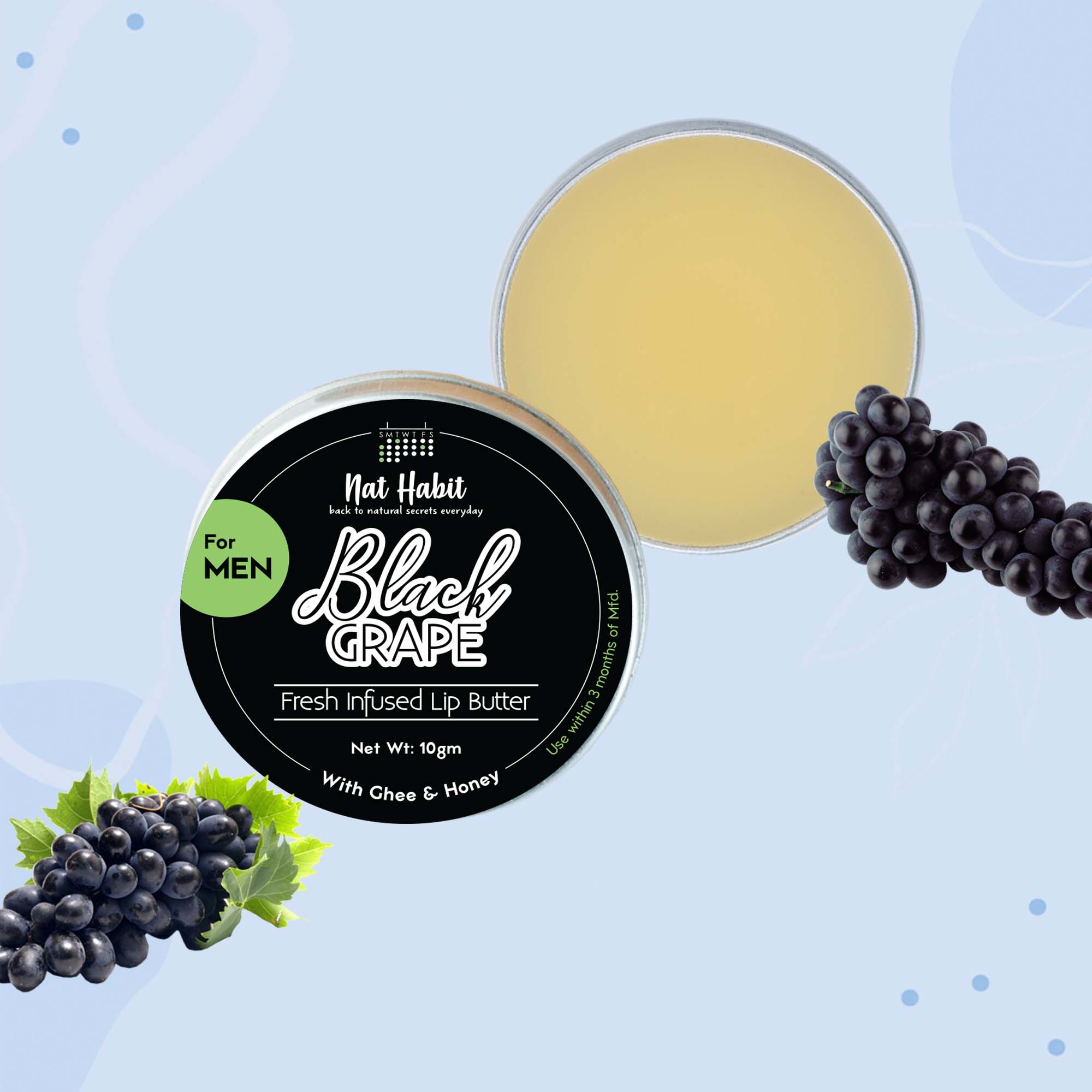 Desi Ghee & Honey Lip Butter, Non Tinted Black Grape Lip Balm For Men, Dark Lip Lightening