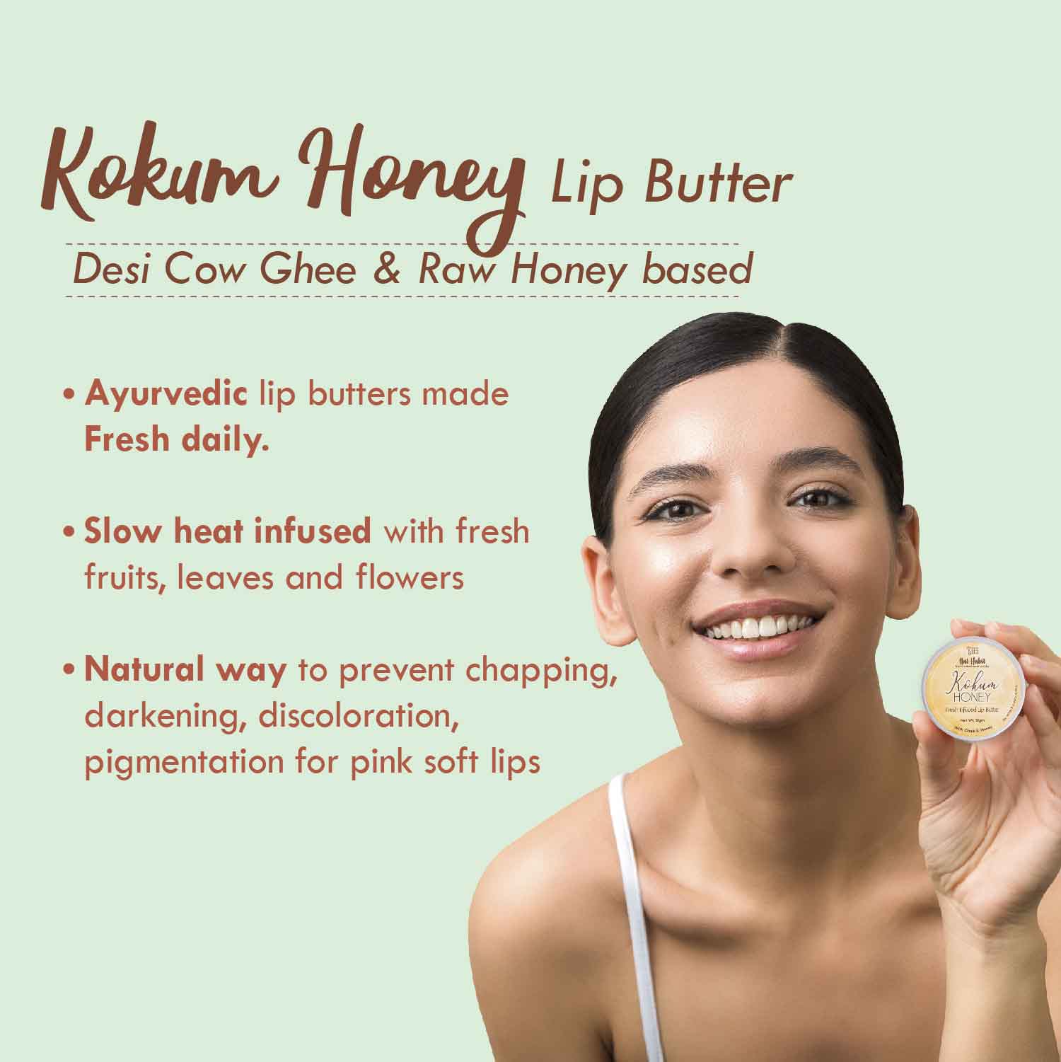Desi Ghee & Honey Lip Balm - Kokum Honey Lip Butter For Lip Pigmentation & Lip Lightening