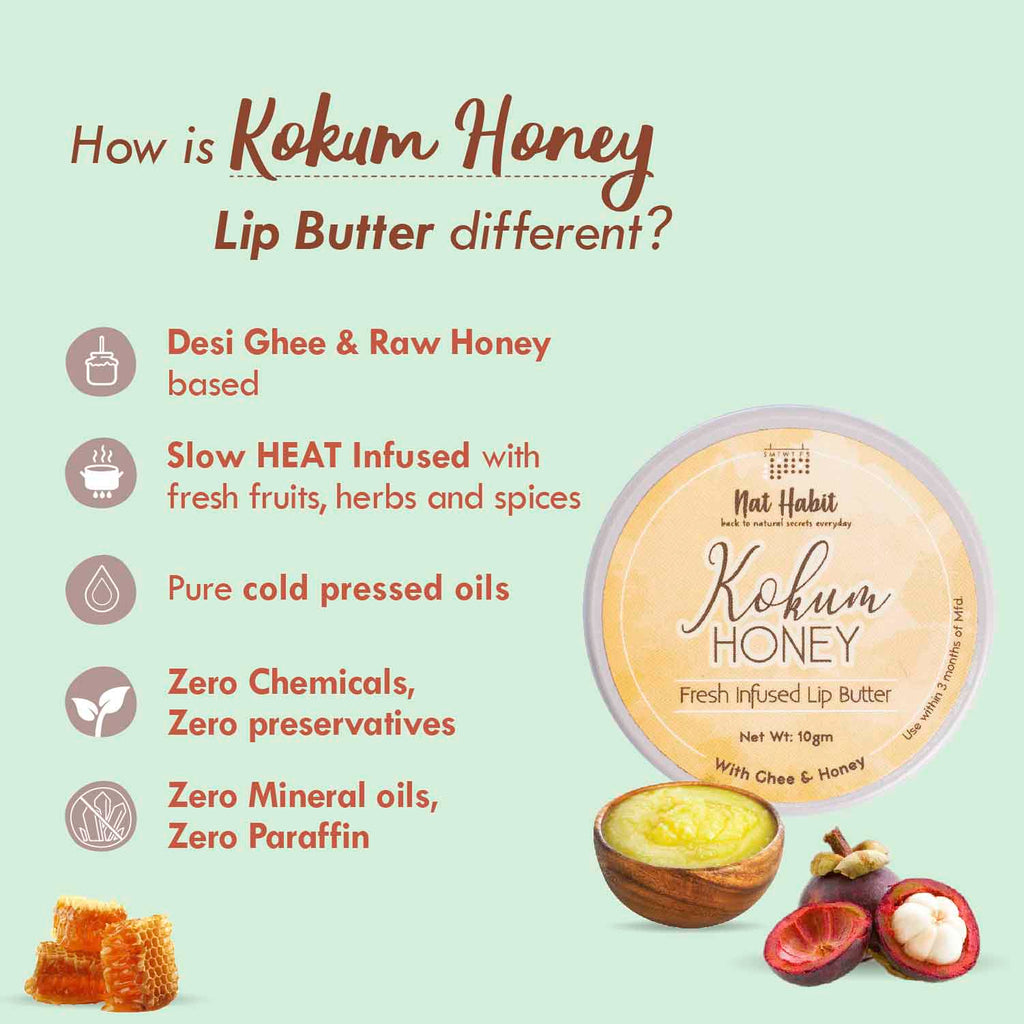 Desi Ghee & Honey Lip Balm - Kokum Honey Lip Butter For Lip Pigmentation & Lip Lightening