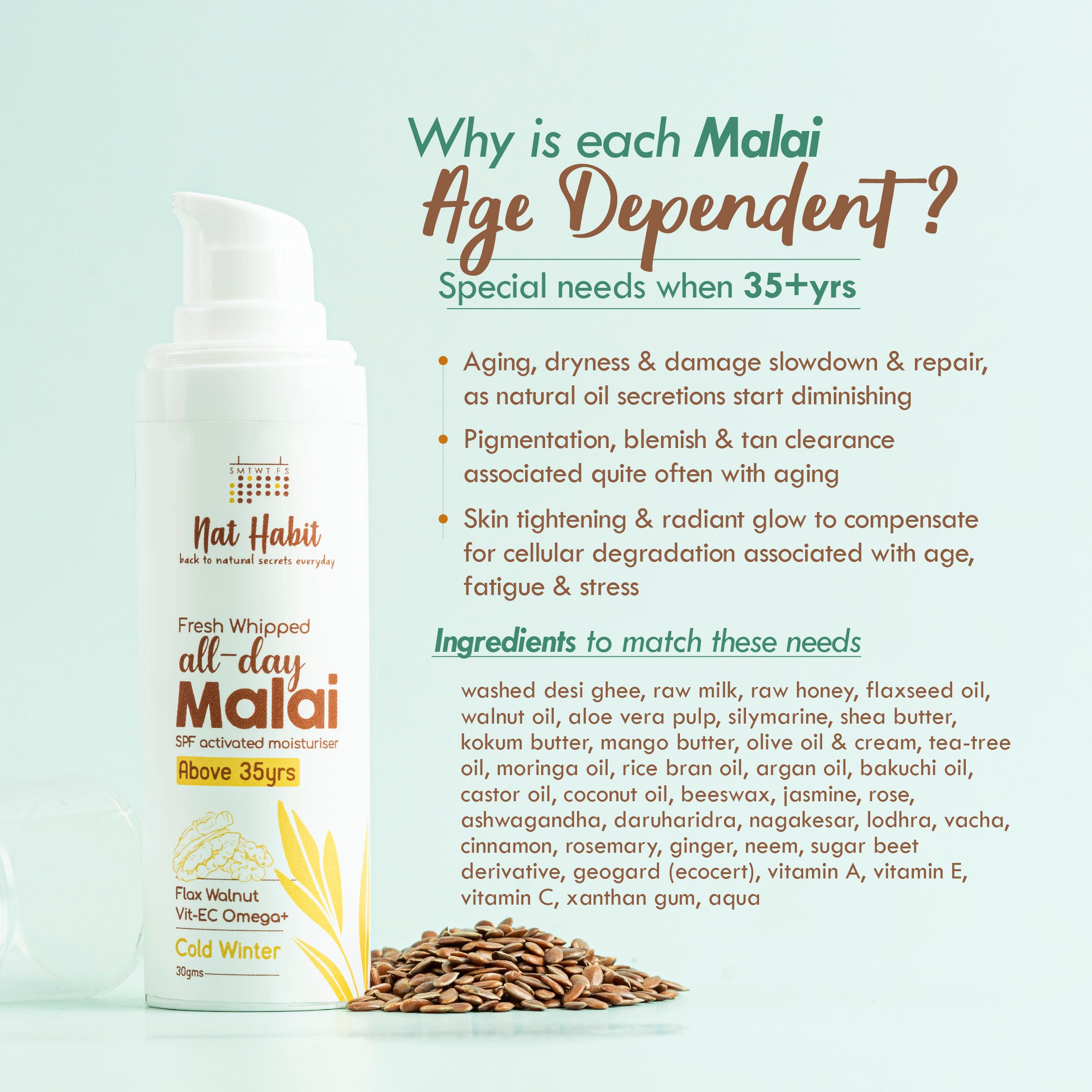 Flax Walnut Malai Face Moisturizer For Glowing Skin, Cold Cream For Combination Skin