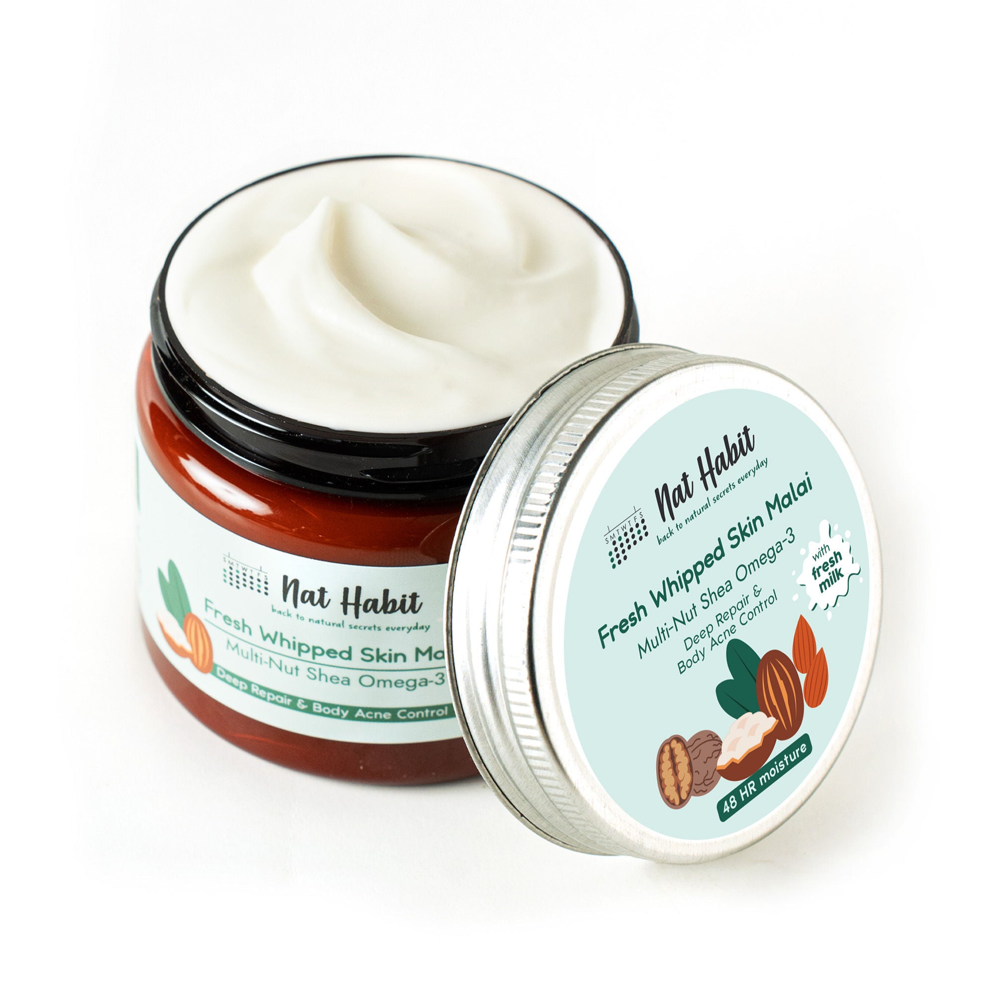 Multi Nut Shea Omega3 Malai Body Butter for Dry Skin & Body Acne 48 HR Moisture