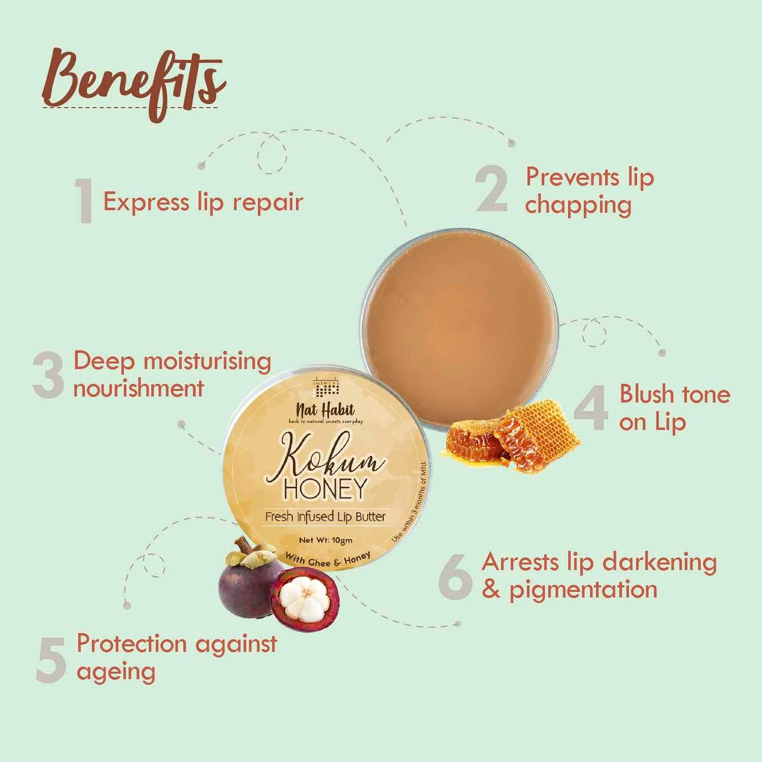Desi Ghee & Honey Lip Balm- Kokum Honey Lip Butter For Lip Pigmentation & Lip Lightening