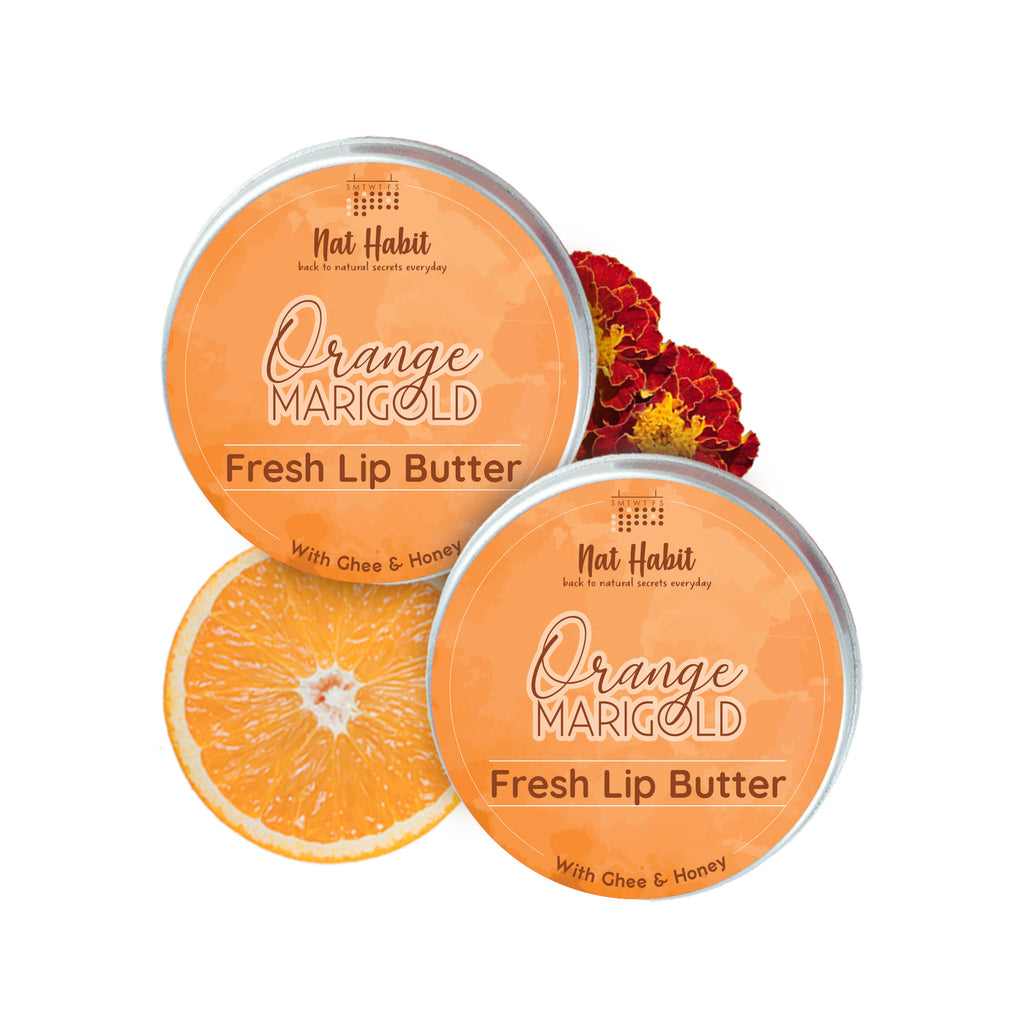 Desi Ghee & Honey Lip Balm- Orange Marigold Lip Butter For Lip Pigmentation & Chapped Lips