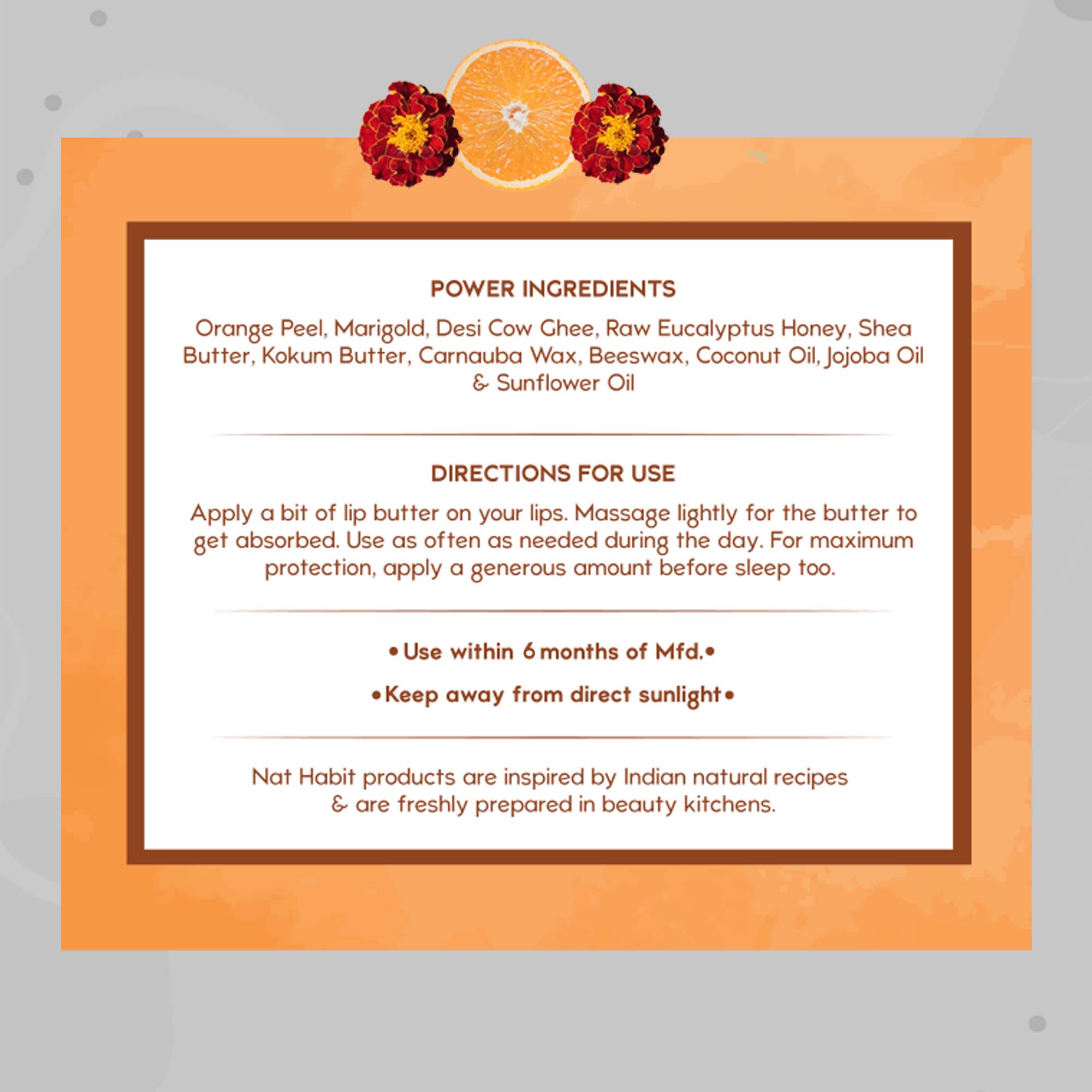 Desi Ghee & Honey Lip Balm- Orange Marigold Lip Butter For Lip Pigmentation & Chapped Lips