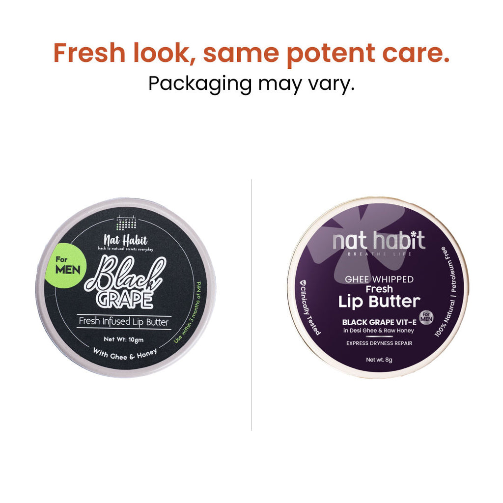Desi Ghee & Honey Lip Balm- Non Tinted Black Grape Lip Butter For Dark Lip Lightening, Men