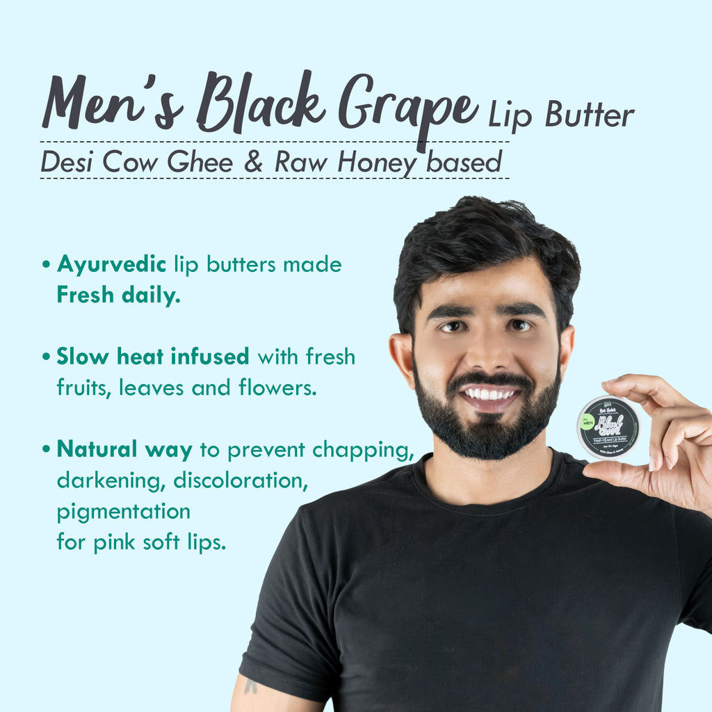 Desi Ghee & Honey Lip Balm- Non Tinted Black Grape Lip Butter For Dark Lip Lightening, Men