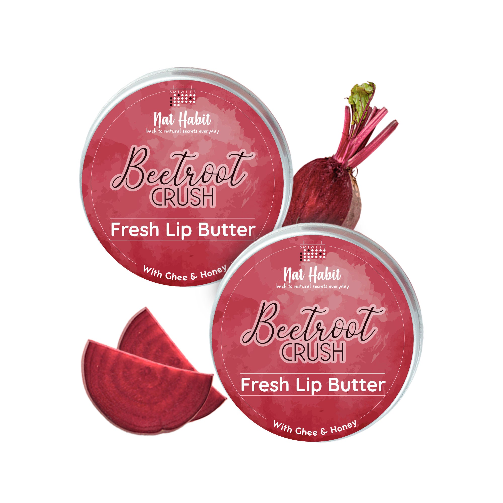 Desi Ghee & Honey Lip Balm- Beetroot Crush Lip Butter For Natural Pink Lips & Chapped Lips